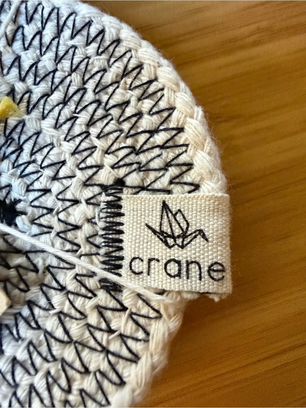 Crane Round Cotton Coasters in White & Black - Crane 2 pieces